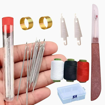 Big Eye Steel Sewing Needles Kit, 2025 New Stainless Steel Sewing Needle for Hand Sewing, 34PCS Big Eye Steel Needles Set - Long & Thin Handmade Quilting & Sewing Needles Kit for DIY Sewing (34pcs)