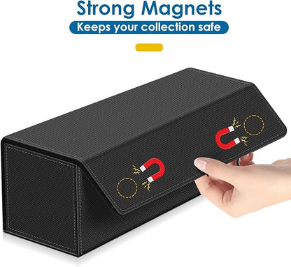 Card Deck Case for Trading Cards, Leather Magnetic Closure Commander Card Storage Box Holding 600+ Sleeved Cards Fit for MTG TCG and Sport Cards