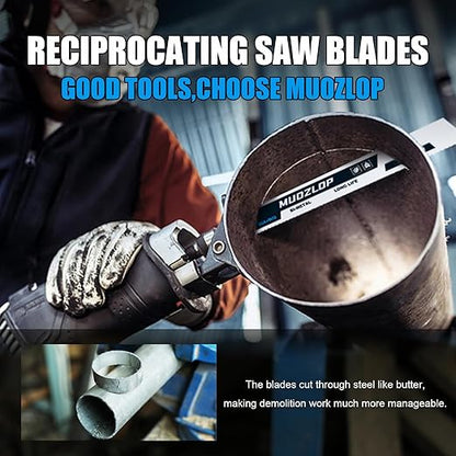 5 Pack 9 inch Reciprocating Saw Blades Set,8+10TPI High Carbon Saw Blades,Metal Saw Blades with Organizer Case (5, 8+10TPI/225mm)