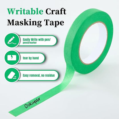 Premium Green Masking Tape,Painters Tape,Green Painters Tape For Automotive,Diy Paper Arts & Crafts, Spraying Drywall Paint, No Residue & Easy To Clean Up,6pcs 0.7inches X 54 Yd Painter's Tape