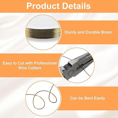 HARFINGTON 82ft Jewelry Wire, 32 Gauge (0.2mm) Brass Craft Soft Metal Tarnish Resistant Copper Beading Wire for Jewelry Making Supplies Crafting, Ancient Blue