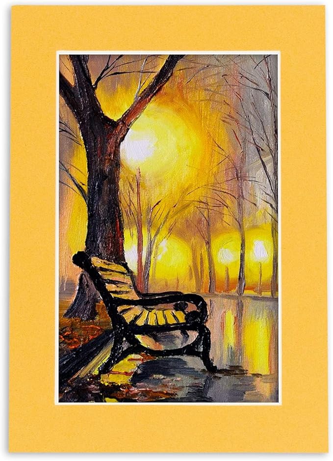 8x10 Mat Bevel Cut for 6x8 Photos - Acid Free Topaz Orange Precut Matboard with Backing Board and Crystal Clear, Self Seal Photo Mat Bag - for Pictures, Photos, Framing - 4-ply Thickness