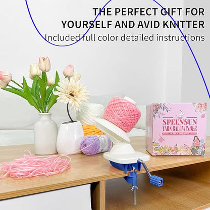 SPEENSUN Yarn Ball Winder, Crochet Yarn Winder, Efficient Yarn Cake Maker Make 3.5oz Yarn Cakes, Easy to Use and Install Crochet Yarn Roller with Lower Noise, The Helper for Knitting Enthusiast