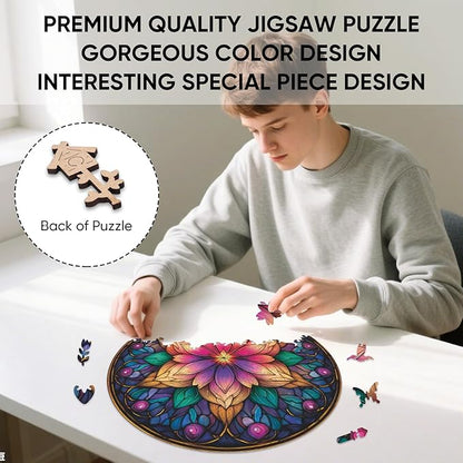 Dream Lotus Wooden Puzzles, 500 Pieces Jigsaw Puzzles 16.5x16.5 inch, Unique Design Wooden Puzzles for Adults and Kids, Family Game Gift