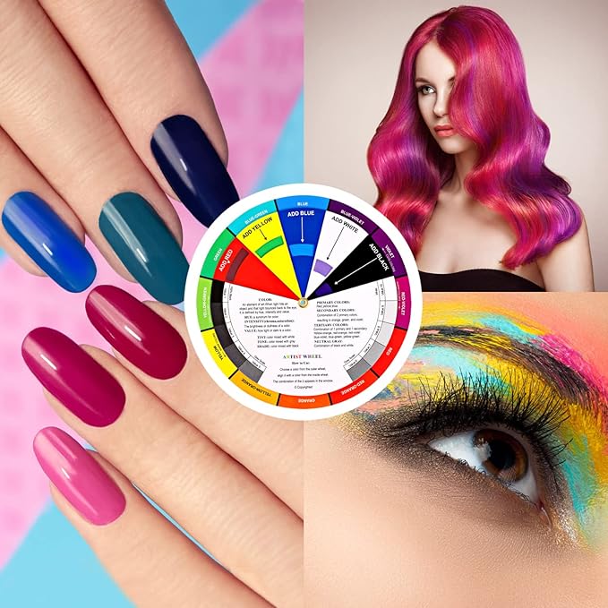 Nezyo 10 Pieces Color Paint Wheel Chart for Artist Kids Paint Mixing Learning Guide Art Class Teaching Tool Color Harmony Wheels for Makeup Blending Board Colorful Mixed Guide(5.5 Inch)