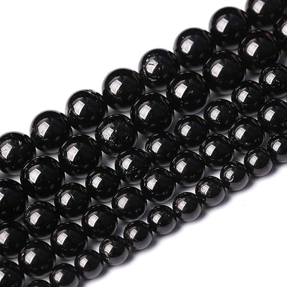 46pcs 8mm AAAA Natural Black Tourmaline Gemstone Beads Round Loose Beads for Jewelry Making DIY Bracelet Necklace