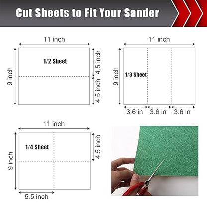 24 Pcs Sandpaper, Wet & Dry Sandpaper Assortment 60/120/320/600/800/1000/1500/2500 Grit Sand Paper for Wood Metal Automotive Drywall Plastic 9 × 11 inch Sandpaper Sheets