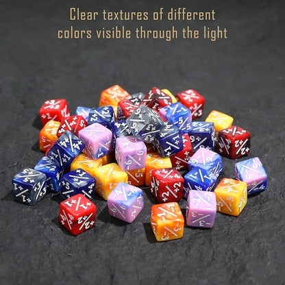 110PCS MTG Keywords Tokens & 12mm Dice Counter for Magic The Gatering, Bulk Ability Tokens MTG Life Counters D20 Loyalty 6 Sided Dice, Compatible with TCG CCG Magic Card Gaming Accessories