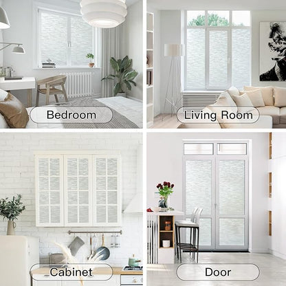 Haton Window Privacy Film, Frosted Glass Static Cling Sun Heat Blocking Window Clings, Frosting Opaque Coverings, Vinyl Removable Stickers Tint for Home Door Office, Non Adhesive 17.5" x 118.1"