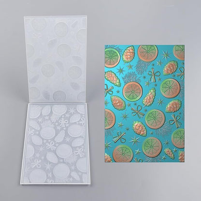 BAOFALI 3D Christmas Theme Plastic Embossing Folders Lemon Pine Nut for DIY Scrapbooking Photo Album Card Paper Craft Decoration for Card Making,Embossing Template Paper Card Embossing Stencil