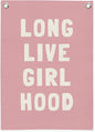 Toddler Girl Room decor,Long Live Girlhood Pink Linen Banner, Nursery Playroom Wall Hanging Flag Banner for Kids Bedroom Toddler Decorations Trendy Room Decor 18x25 Inch
