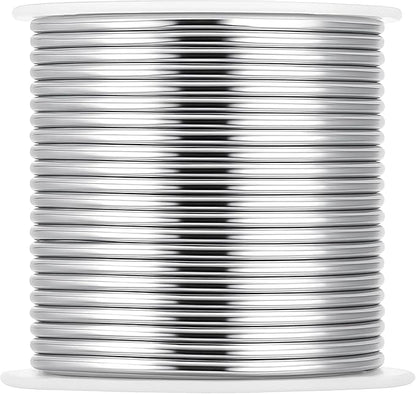 Mandala Crafts 13 Gauge Anodized Aluminum Craft Wire for Jewelry Making - 300 FT Colored Flexible Silver Black Wire - Bendable for Bonsai Armature Crafting Sculpting