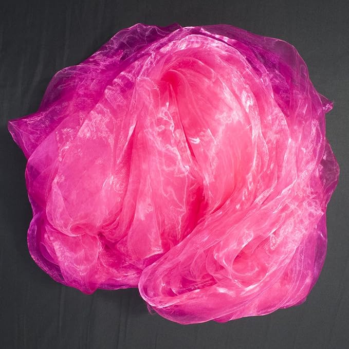 Two-Tone Iridescent Holographic Organza Fabric - 5.5 Yards by The Yard | Lightweight Sheer Tulle | for Wedding Dresses, Party Decor, DIY Crafts, Shiny Backdrops(ICY Shimmery Magenta)
