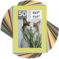 Mat Board Center, Pack of 50, 5x7 for 4x6 Mixed Color Mats - Acid Free, 4-ply Thickness, White Core - for Pictures, Photos, Framing