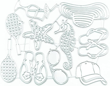 Cutting Dies Metal Stencils Scrapbooking Tools DIY Embossing Template for Paper Card Making Album Arts Crafts Supplies (Beach supplies-11x14cm)