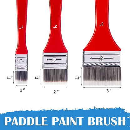 Falling in Art Flat Paddle Paint Brush Set with Long Handle, Large Scale Brush for Oil and Acrylic Paints(1 Inch,2Inch,3Inch)
