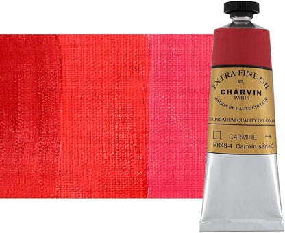 Charvin Extra Fine Oil Paint, Carmine 60 mL - Triple-Milled, Rich Texture, Poppy Oil-Based, Light-Fast, Handmade, Archival Quality