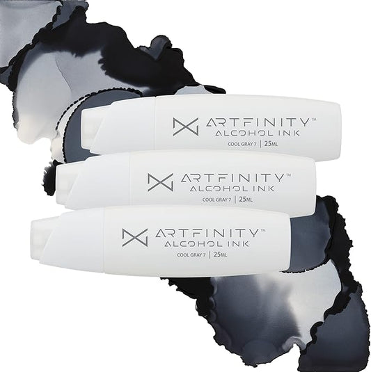 Alcohol Inks 3 Pack - Vibrant, Professional, Dye-Based Alcohol Inks for Artfinity Alcohol Markers, Artists, Drawing, & More! - Cool Grey 7 CG7
