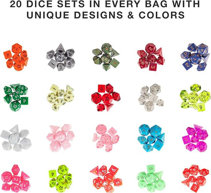 Wiz Dice Halfling's Haversack: Second Breakfast 10mm Miniature Polyhedral Dice (140-pack) 20 Sets of 7 Mini D&D Dice