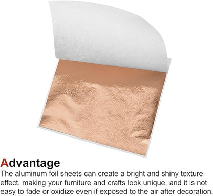 MECCANIXITY Gold Leaf Foil Sheet, Rose Gold Leaf Papers, 3.3 Inch x 3.1 Inch for Art Decoration, Sculptures, Painting, Pack of 150 Pcs