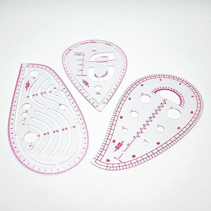 Fashion Clear Metric Sewing Ruler Set,French Curve Pattern Rulers for Beginners, Tailors, Designers, Quilting, Embroidery, Cross Stitch, Crochet, Knitting 9pcs