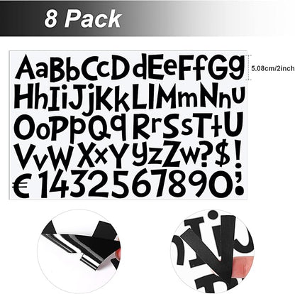 TaoBary 544 Pcs 2 Inch 16 Sheets Large Letter Stickers, Upper and Lower Case, Adhesive Vinyl Alphabet Sticker for Bulletin Board, Poster, Bottle, DIY, Notebook(Black,2 Inch)