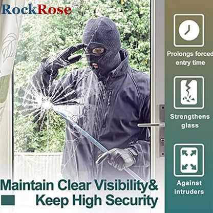 RockRose Security and Safety Clear Window Film - Anti-Shatter Tempered Glass Film for Home & Office Windows - Premium 4 Mil 99% UV Resistant Window Film for Enhanced Safety - (30 in X 10 Ft)