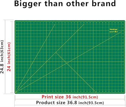 WORKLION 24" x 36" Large Self Healing PVC Cutting Mat, Double Sided, Gridded Rotary Cutting Board for Craft, Fabric, Quilting, Sewing, Scrapbooking - Art Project…