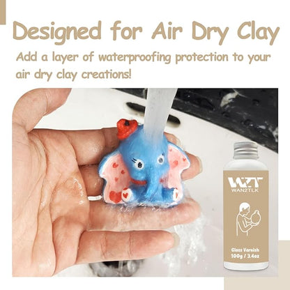 Air Dry Clay Glaze 100ml, Gloss Varnish for Air Drying Clay - Clear Gloss Finish for Pottery/Sculptures/DIY Craft - Waterproof Acrylic Coating