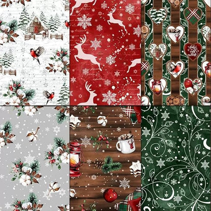 Christmas Scrapbook Paper 12×12,Merry Christmas Tree Deer Patterned Paper,24 Sheets Double-Sided Wooden Scrapbooking CardStock Papers Pad for Holiday Cardmaking DIY Origami Papers.