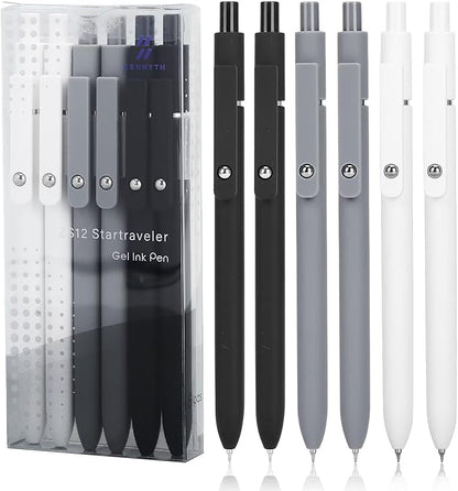 Ddaowanx Gel Pens, 0.5mm Fine Point Quick Dry Black Ink Pens Retractable, Nursing School Essentials,School Supplies, Gifts for Women (6Pcs-Black Ink)