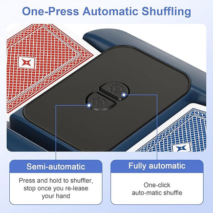 BEE&FLOWER Card Shuffler 2600mAh Rechargeable Auto-Stop Automatic Card Shuffler Low Noise Fits 1-2 Decks Compatible with Poker, UNO, Blackjack, Phase 10