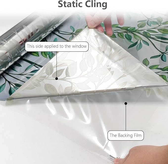 NINETREX One Way Window Privacy Film, Daytime Privacy Static Cling Sun Blocking Anti UV Reflective Window Tint for Home and Office 23.6 x 78.7 inches, Silver Leaf