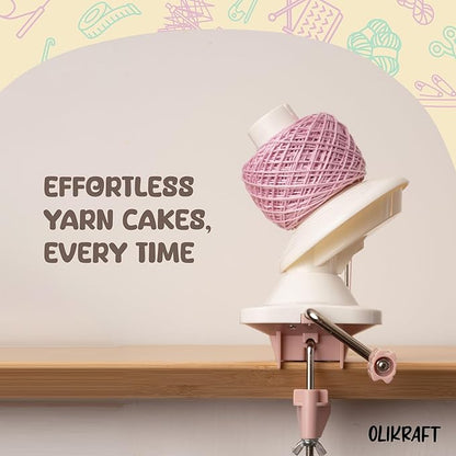 Olikraft Manual Yarn Winder | Yarn Ball Winder, Roller, Baller Crochet Spinner for Crocheting | Clamp for 1 3/4" Surfaces | Create Cakes up to 4oz