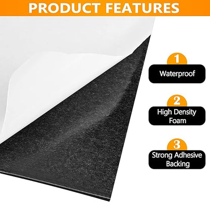 Sponge Neoprene Foam Rubber Sheet with Adhesive, 12 in x 60 in x 1/8 in Multi-Function Soundproof High Density Waterproof Rubber Mat, Perfect Cosplay Easy Cut DIY Neoprene Padding Roll - Black