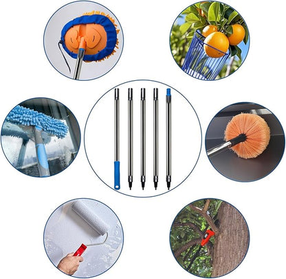6.5 Ft Extension Pole + Joint Angle Adaptor, Paint Roller Stainless-Steel Threaded Splicing Extension Poles for Hand Drywall Sander Wall Cleaning and Polishing Paint Roller Brushes (6.5 Feet)