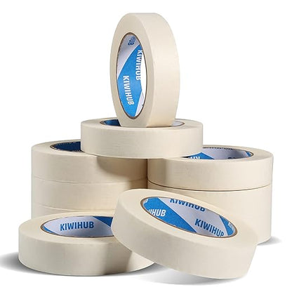 White Painters Tape,1 inch x 60 Yards x 10 Rolls (600 Yards Total) - Medium Adhesive White Masking Tape for Painting,Labeling,DIY Crafting,Decoration and School Projects