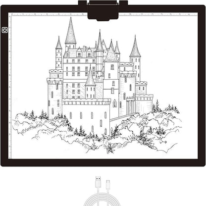 Diamond Painting Light Pad A3, LED Light Box Tracer w/Magnetic Clip & Pen Holder, 3 Level Brightness USB Power Dimmable Brightness Artcraft Tracing Light Pad for Drawing Sketching Diamond Painting