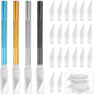 MECCANIXITY 4 Pcs Exacto Knife, Craft Hobby Knife with 40 Exacto Blades(#11) Profession Craft Knives for Crafting, Modeling, Scrapbooking (Gold, Blue, Black, Silvery)