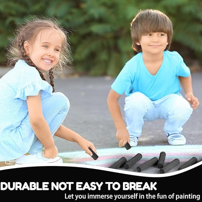 Fulmoon 40 Pcs Jumbo Sidewalk Chalk for Kids Outdoor Art Non Toxic Large Washable Street Chalk for Adults Drawing Painting Classroom(Black,Round Style)