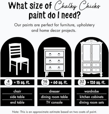 Chalky Chicks All-in-One Chalk Paint for Furniture or Cabinet - 32 Fl Oz - Matte Finish CottonTail White for Metal, Wood Furniture Paint - No Sanding All-in-One for Home Decor & Crafts, USA Made