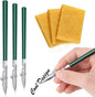 Zonon 6 Pieces Art Ruling Pen 3 Sizes Masking Fluid Pen and 50 x 35 x 5 mm Glue Residue Eraser, Ruling Ink Set for Watercolor Drawing Mounting Art Artists Supplies, No ink(Green)