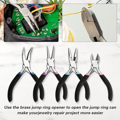 4 Pack Jewelry Making Pliers Tools Set, Jewelry Pliers with Needle Nose, Round Nose Pliers,Crafts Matte Handle