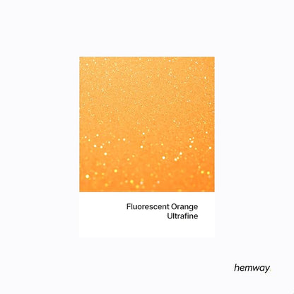 Hemway Polyurethane & Epoxy Resin Glitter 100g / 3.5oz Metallic Crystal Flake Additive for Flooring Jewelry Tumblers Glass Pigment - Ultrafine (1/128" 0.008" 0.2mm) - Fluorescent Orange