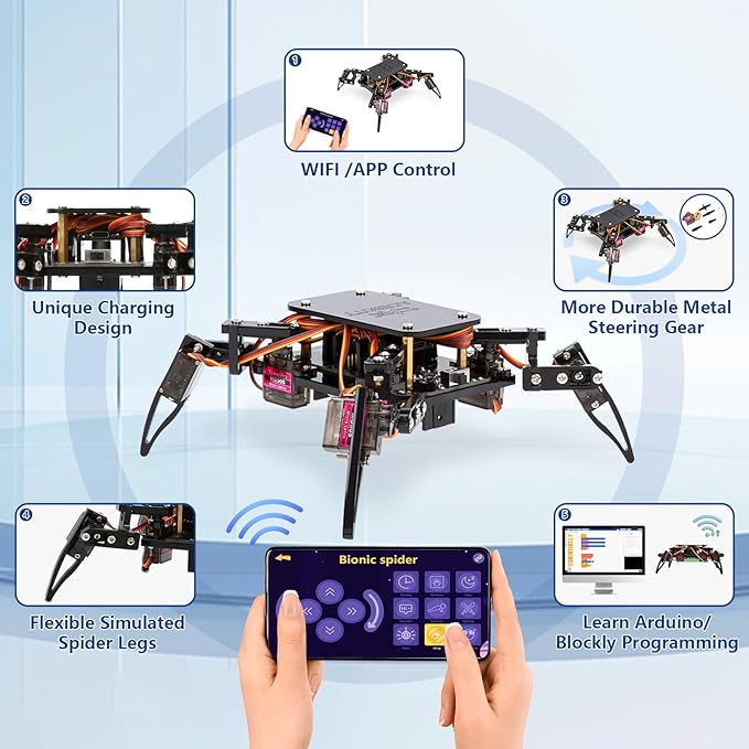 Science Kits Spider Robot Building Kit STEM Crawling Robot Gifts for Kids Boys Ages 8-12 Girls, Scientific Coding Robotic Technic Creative DIY Toys for Birthday