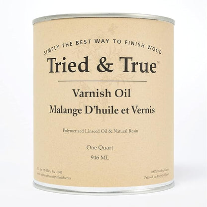 Tried & True Superior Varnish Oil Wood Finish, Quart - Natural Pine Resin & Linseed Oil, Ideal for Interior Furniture, Tables, Countertops - Non-Toxic, Scratch Resistant & Durable