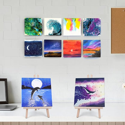 ESRICH Mini Canvases for Painting, 5x5In Canvas in Bulk 18Pack, 2/5In Profile Small Square Canvas, Blank Canvases are Great for School Projects and Kids Birthday Parties, Home Decor Project.