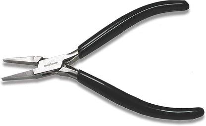 The Beadsmith Flat Nose Pliers – Extra Fine Tips – 4.5 inches (114mm) – PVC Grip Handle with Double Leaf Springs – Jewelry Making Tool for Creating Bracelets, Earrings and Necklaces