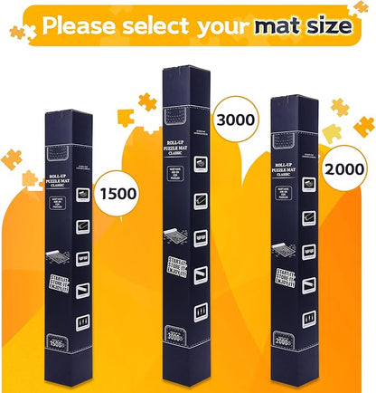 Jigsaw Puzzle Mat Roll Up, Portable Saver Pad 43” x 26” Up to 1500 Pieces, Puzzles Matt Rollup with Non-Slip Rubber Bottom & Smooth Top. (6 Puzzle Sorting Trays & 1 Storage Bag)