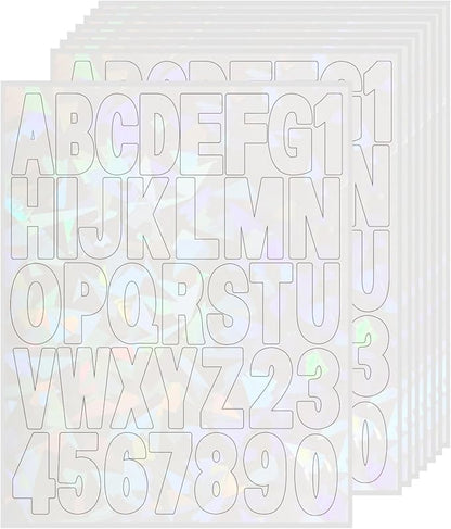 Starboling Letter Stickers,2 inch 8 Sheets White Alphabet Sticker,Self Adhesive Vinyl Letter Stickers Mailbox Numbers,for Arts Crafts Outdoor Sign Poster Mailbox Sign Doors Mailboxes Car Truck
